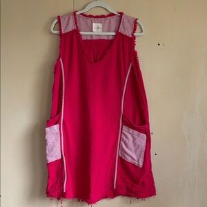 Umgee Hot Pink Sleeveless Pocket Casual Dress